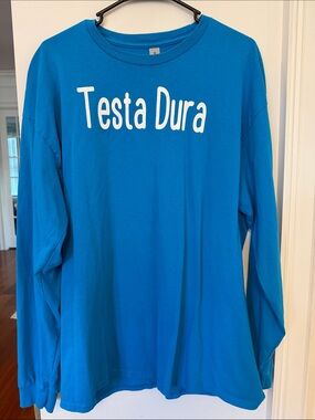 Women’s Bright Blue "Testa Dura" Long Sleeve Tee- Size XL